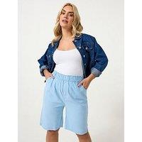 Yours Curve Cool Cotton Shorts - Blue