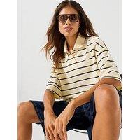 Calvin Klein Jeans Short Sleeve Cropped Pique Striped Polo - Yellow