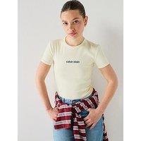 Calvin Klein Jeans Short Sleeve Contour Rib Logo Ringer T-Shirt - Green