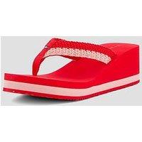 Tommy Hilfiger Th Wedge Crochet Summer Sandal - Red