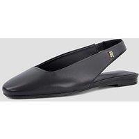Tommy Hilfiger Th Leather Sling Back Ballerina Shoes - Black