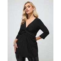 Yours Curve Knot Front Top - Black