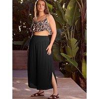 Yours Curve Tulip Beach Trousers - Black