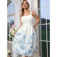 Yours Curve Floral Fold Over Skater Dress - White