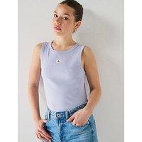Calvin Klein Jeans Woven Label 2X2 Baby Rib Tank - Blue
