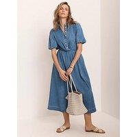 Mint Velvet Denim Twist Midi Shirt Dress - Blue