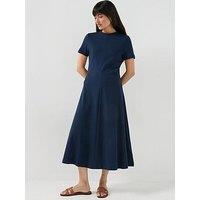 Tommy Hilfiger Interlock Fit And Flare Midi Dress - Blue