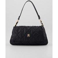 Tommy Hilfiger Quilted Th Monogram Shoulder Bag - Black