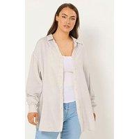 Yours Curve Long Sleeve Linen Shirt - Cream