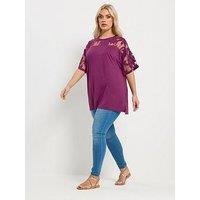 Yours Curve Boxy Burnout T-Shirt - Pink