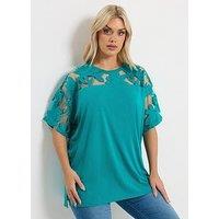 Yours Curve Boxy Burnout T-Shirt - Blue