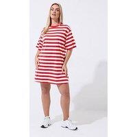 Yours Curve Stripe T-Shirt Dress - Red