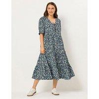 Yours Curve Tie Front Texture Dress - Blue