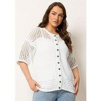 Yours Curve Short Sleeve Button Through Cardigan - Cream