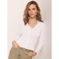 Mint Velvet Ivory Ruffle Detail Cardigan - White