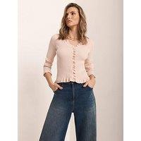 Mint Velvet Ruffle Detail Cardigan - Pink