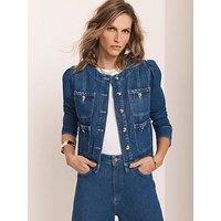 Mint Velvet Plait Denim Jacket - Blue
