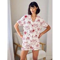 Chelsea Peers Valentine'S Cherubs Print Short Pyjama Set