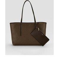 Calvin Klein Emblem Logo Tote Bag With Pouch - Brown