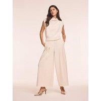 Mint Velvet Pleat Crop Wide Trouser - Stone