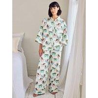 Chelsea Peers Chelsea Peers Cotton Bubble Bath Leopards Print Long Pyjama Set