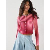 Tommy Jeans Slim Jersey Cardigan - Amaryllis Red/Stripe