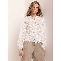 Mint Velvet Ivory Shell Broderie Blouse - White
