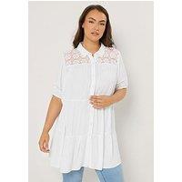 Yours Curve Short Sleeve Tiered Shirt - White