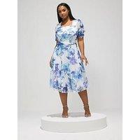 Yours Curve Mesh Square Neck Dress - White