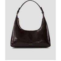Calvin Klein Foil Logo Glossy Convertible Shoulder Bag - Brown