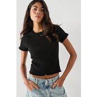 Tommy Jeans Smock Flag Embroidery Slim T-Shirt - Black