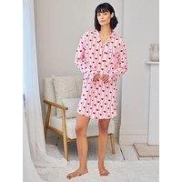 Chelsea Peers Wavy Stripe Heart Print Nightshirt - Pink