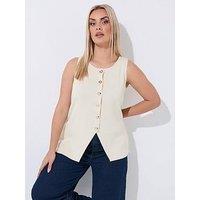 Yours Curve Knit Waistcoat - Cream