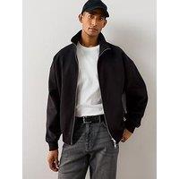The Very Collection Cotton Rich Zip Through Relaxed Fit Funnel Neck Jacket - Black