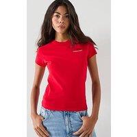 Tommy Jeans Tjw Slim Fit Logo Short Sleeve T-Shirt- Red