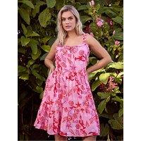 Yours Curve Crinkle Throw On Beach Dress - Pink