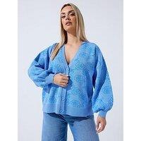 Yours Curve Rose Cardigan - Blue