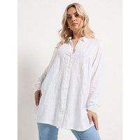 Yours Curve Embroidered Long Sleeve Shirt - White