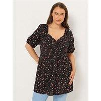 Yours Curve Twist Front Blouse - Black