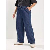 Yours Curve Wide Leg Puddle Jean - Blue