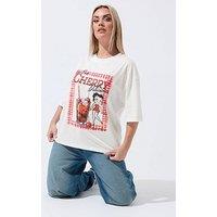 Yours Curve Betty Boop Cherry T-Shirt - White