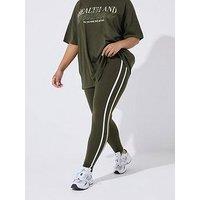 Yours Curve Active Side Stripe Leggings - Green