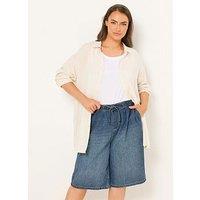 Yours Curve Pull On Denim Jort - Blue