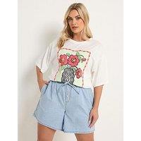 Yours Curve Boxer Style Denim Short