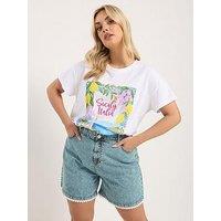 Yours Curve Scallop Lace Edge Denim Short