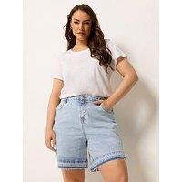 Yours Curve Tie Dye Hem Denim Short