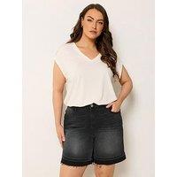 Yours Curve Tie Dye Hem Denim Short