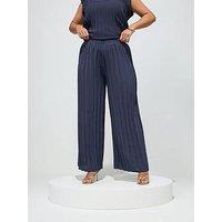 Yours Curve Pleated Trouser - Blue