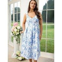 Yours Curve Floral Scuba Midi Dress - White