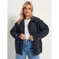 Yours Curve Military Button Jacket - Blue